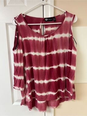 Baku cold-shoulder top horizontal tie dye stripes